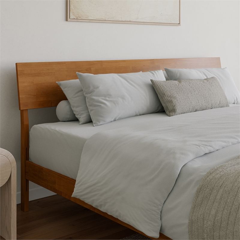 Bradford King Wood Platform Bed in Light Toffee
