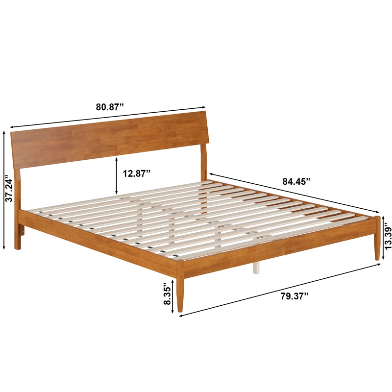 Bradford King Wood Platform Bed in Light Toffee