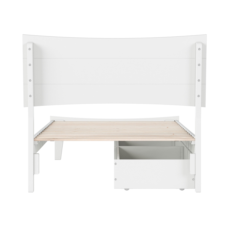 Phoenix Twin XL Solid Wood Platform Bed with Drawers in White