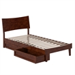 Phoenix Twin XL Solid Wood Platform Bed with Drawers in Walnut