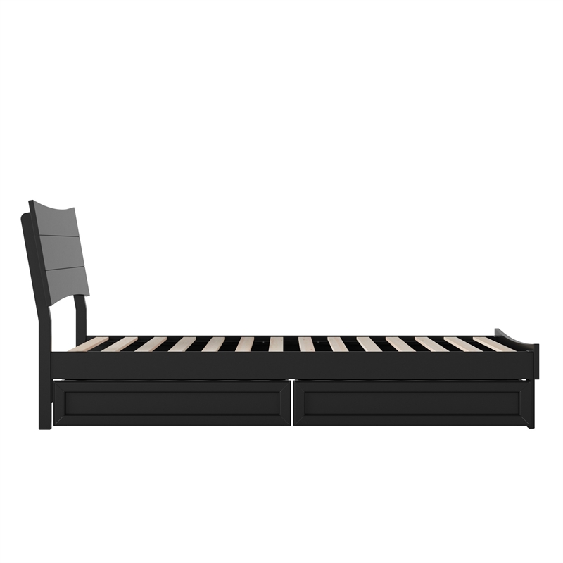 Phoenix Twin XL Solid Wood Platform Bed with Drawers in Black