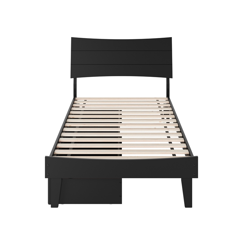 Phoenix Twin XL Solid Wood Platform Bed with Drawers in Black