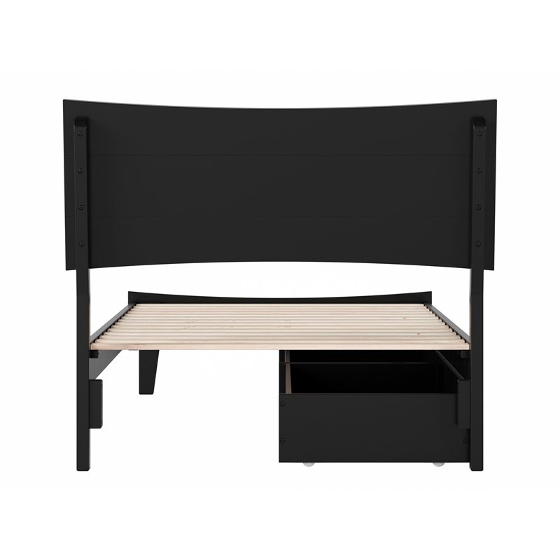 Phoenix Twin XL Solid Wood Platform Bed with Drawers in Black