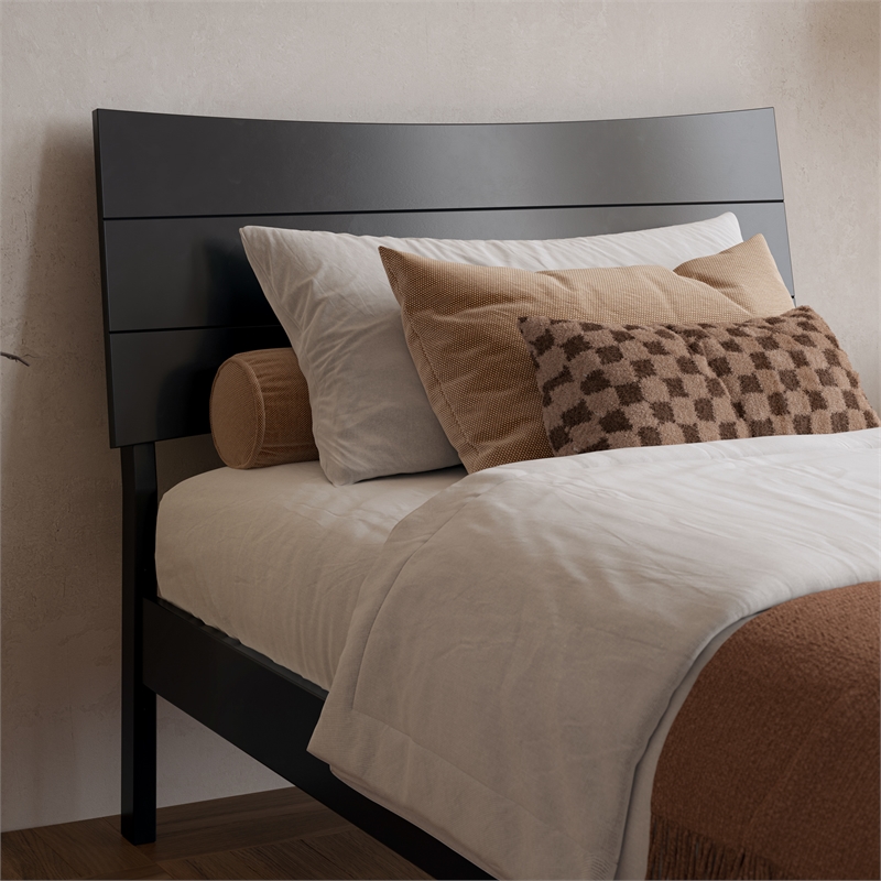 Phoenix Twin XL Solid Wood Platform Bed with Drawers in Black