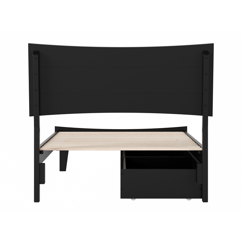 Phoenix Twin Size Solid Wood Platform Bed with Drawers in Black