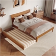 Phoenix Queen Solid Wood Platform Bed with Twin XL Trundle in Light Toffee