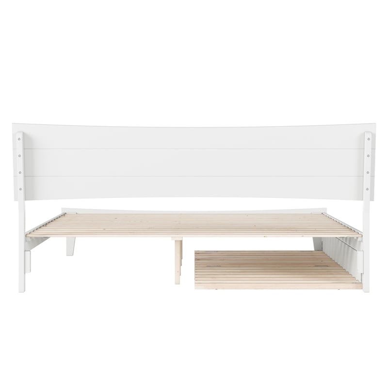 Phoenix King Solid Wood Platform Bed with Twin XL Trundle in White