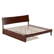 Phoenix King Solid Wood Platform Bed with Twin XL Trundle in Walnut