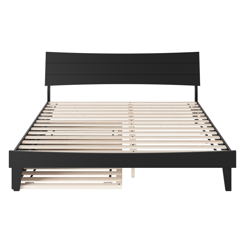 Phoenix King Solid Wood Platform Bed with Twin XL Trundle in Black
