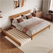 Phoenix King Wood Platform Bed with Twin XL Trundle in Light Toffee