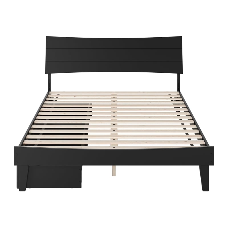 Phoenix Queen Size Solid Wood Platform Bed with Drawers in Black