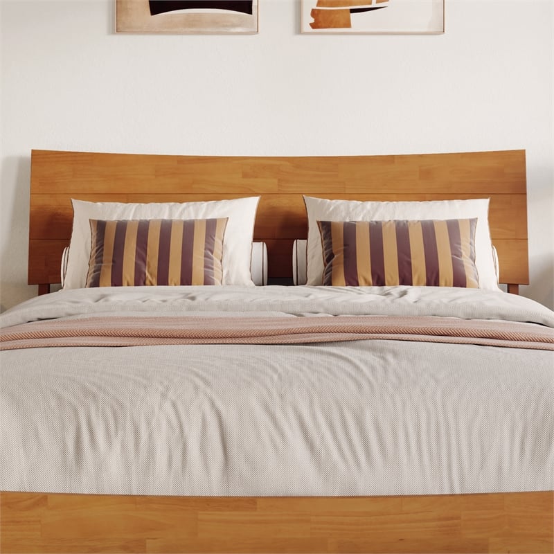 Phoenix Queen Wood Platform Bed with Drawers in Light Toffee