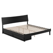 Phoenix King Size Solid Wood Platform Bed with Drawers in Black