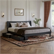 Phoenix King Size Solid Wood Platform Bed with Drawers in Black