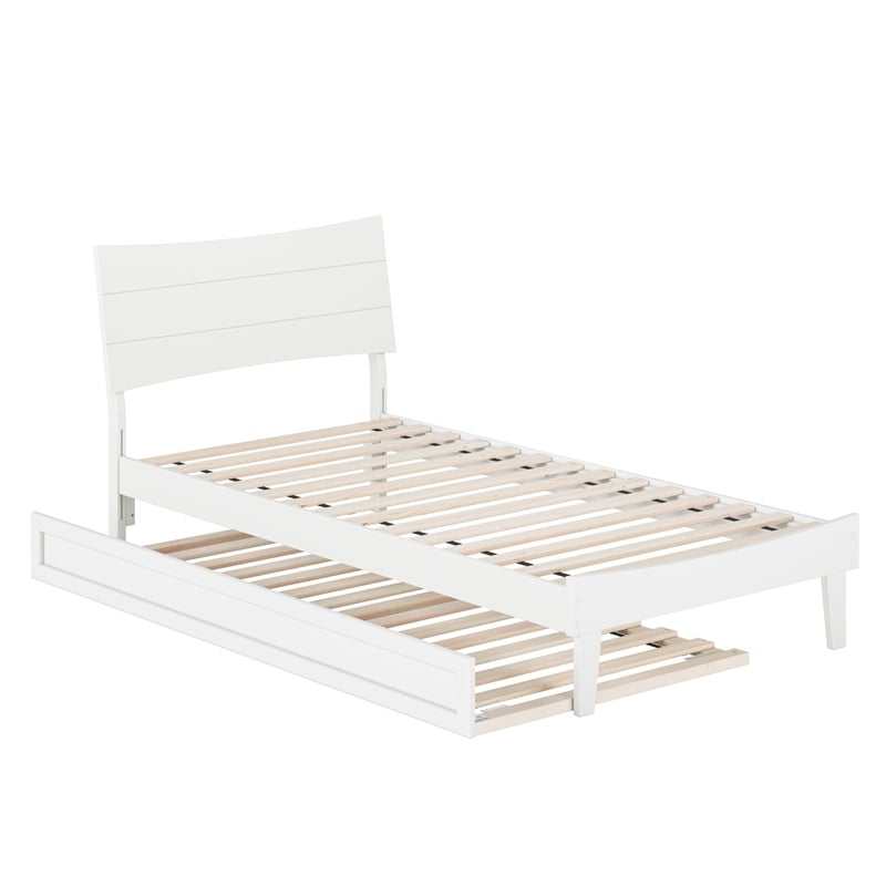 Phoenix Twin XL Wood Platform Bed with Twin XL Trundle in White