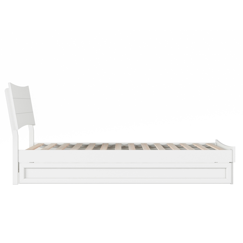 Phoenix Twin XL Wood Platform Bed with Twin XL Trundle in White