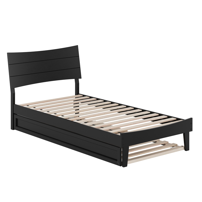 Phoenix Twin XL Wood Platform Bed with Twin XL Trundle in Black