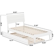 Phoenix Twin Size Solid Wood Platform Bed with Twin Trundle in White