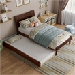 Phoenix Twin Solid Wood Platform Bed with Twin Trundle in Walnut