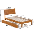 Phoenix Twin Solid Wood Platform Bed with Twin Trundle in Light Toffee
