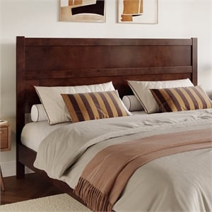 AFI Aveline King Size Mid-Century Panel Solid Wood Headboard in Walnut