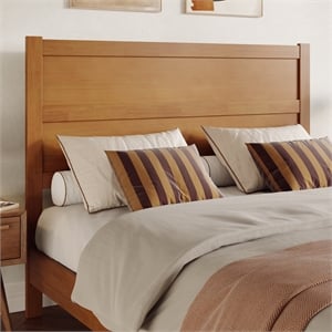 AFI Aveline Queen Mid-Century Panel Solid Wood Headboard in Light Toffee