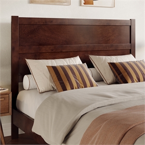 AFI Aveline Queen Size Mid-Century Panel Solid Wood Headboard in Walnut