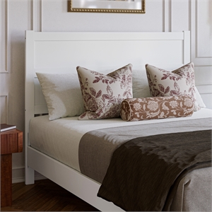 AFI Aveline Queen Size Mid-Century Panel Solid Wood Headboard in White