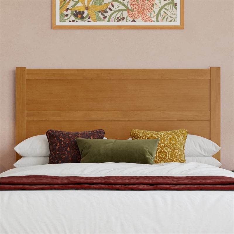 AFI Aveline Full Size Mid-Century Panel Solid Wood Headboard in Light Toffee