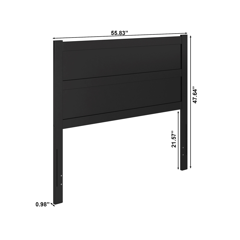 AFI Aveline Full Mid-Century Panel Solid Wood Headboard in Black