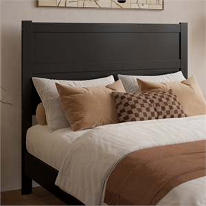 AFI Aveline Full Mid-Century Panel Solid Wood Headboard in Black