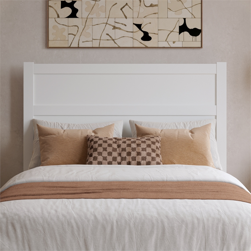 AFI Aveline Full Mid-Century Panel Solid Wood Headboard in White