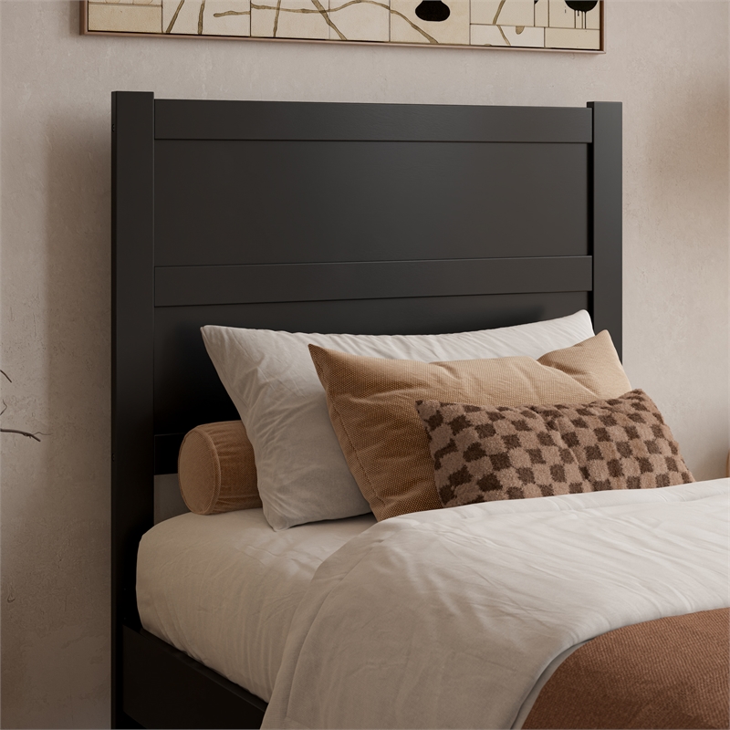 AFI Aveline Twin Mid-Century Panel Solid Wood Headboard in Black