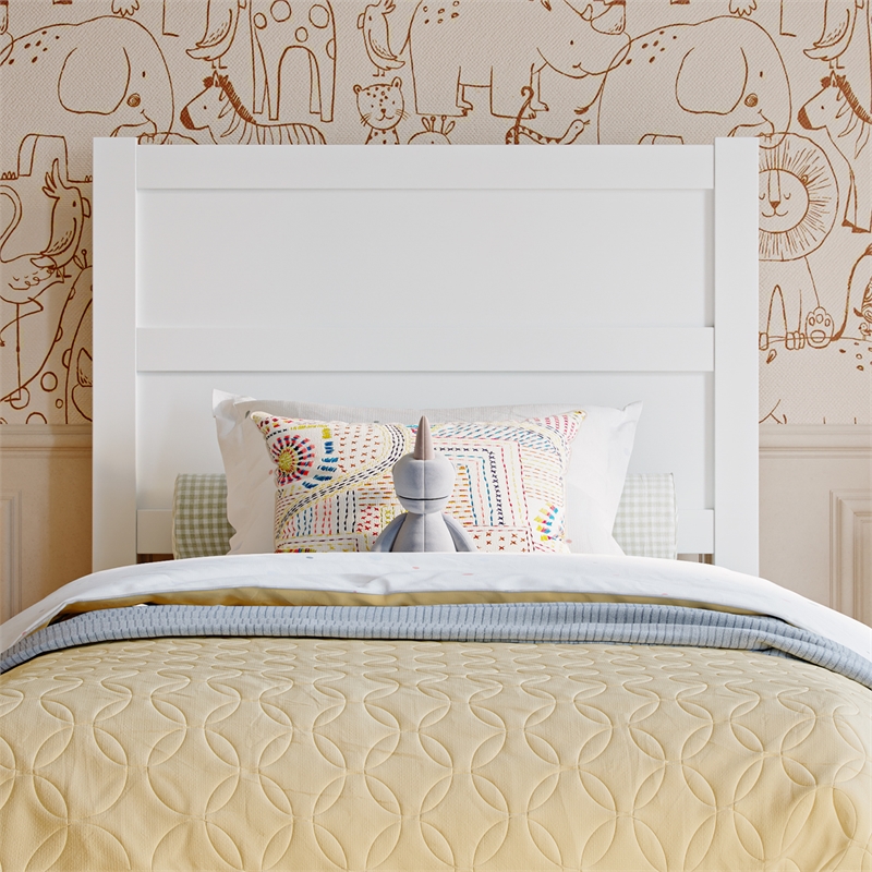 AFI Aveline Twin Mid-Century Panel Solid Wood Headboard in White