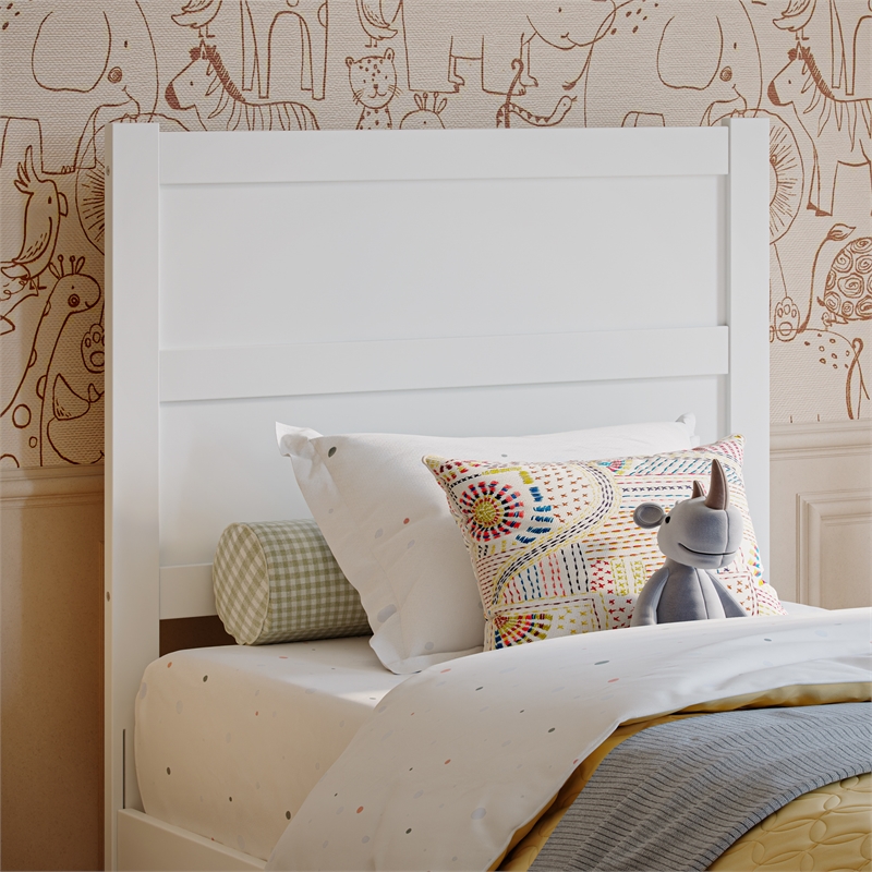 AFI Aveline Twin Mid-Century Panel Solid Wood Headboard in White