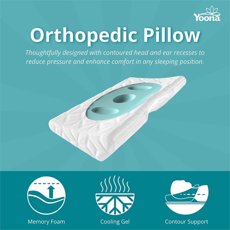 AFI Yoona White Memory Foam Orthopedic Cervical Contour Pillow