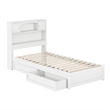 Denver Twin XL Wood Platform Bed with Storage Drawers in White