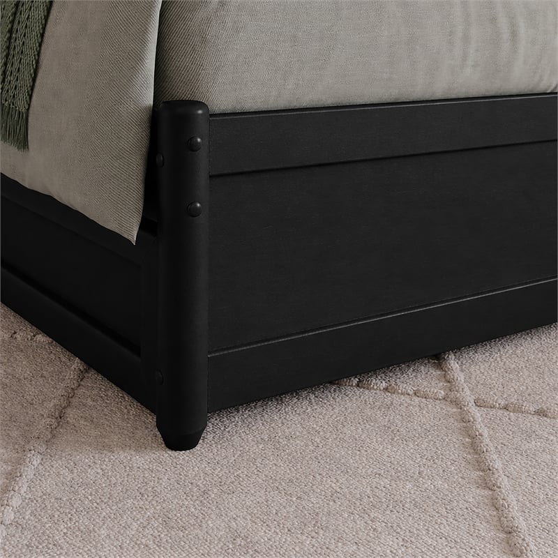 Denver Twin XL Wood Platform Bed with Storage Drawers in Black