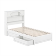 Denver Twin Wood Platform Bed with Storage Drawers in White