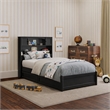 Denver Twin Wood Platform Bed with Storage Drawers in Black