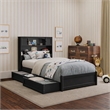Denver Twin Wood Platform Bed with Storage Drawers in Black