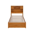 Denver Twin Wood Platform Bed with Twin Trundle in Light Toffee