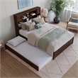 Denver Full Wood Platform Bed with Twin Trundle in Walnut