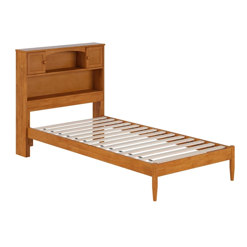 Denver Twin XL Wood Platform Bed in Light Toffee