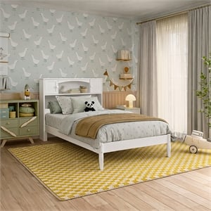Denver Twin Wood Platform Bed in White