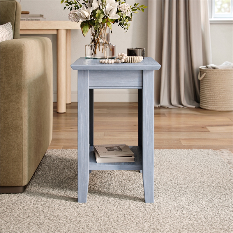 Wysteria Wood Side Table with USB Charger in Gray