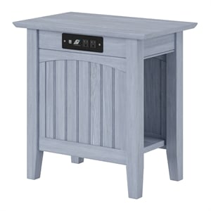 Wysteria Wood Side Table with USB Charger in Gray