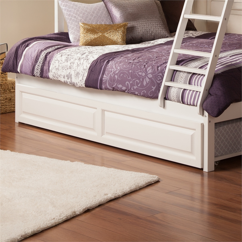 AFI Twin Solid Wood Transitional Raised Panel Trundle in White