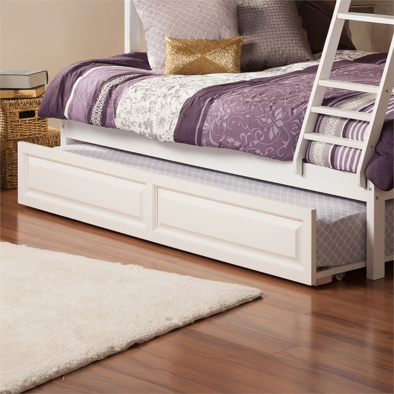 AFI Twin Solid Wood Transitional Raised Panel Trundle in White