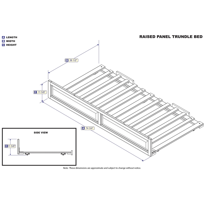 AFI Twin / Full Transitional Raised Panel Solid Wood Trundle in Walnut